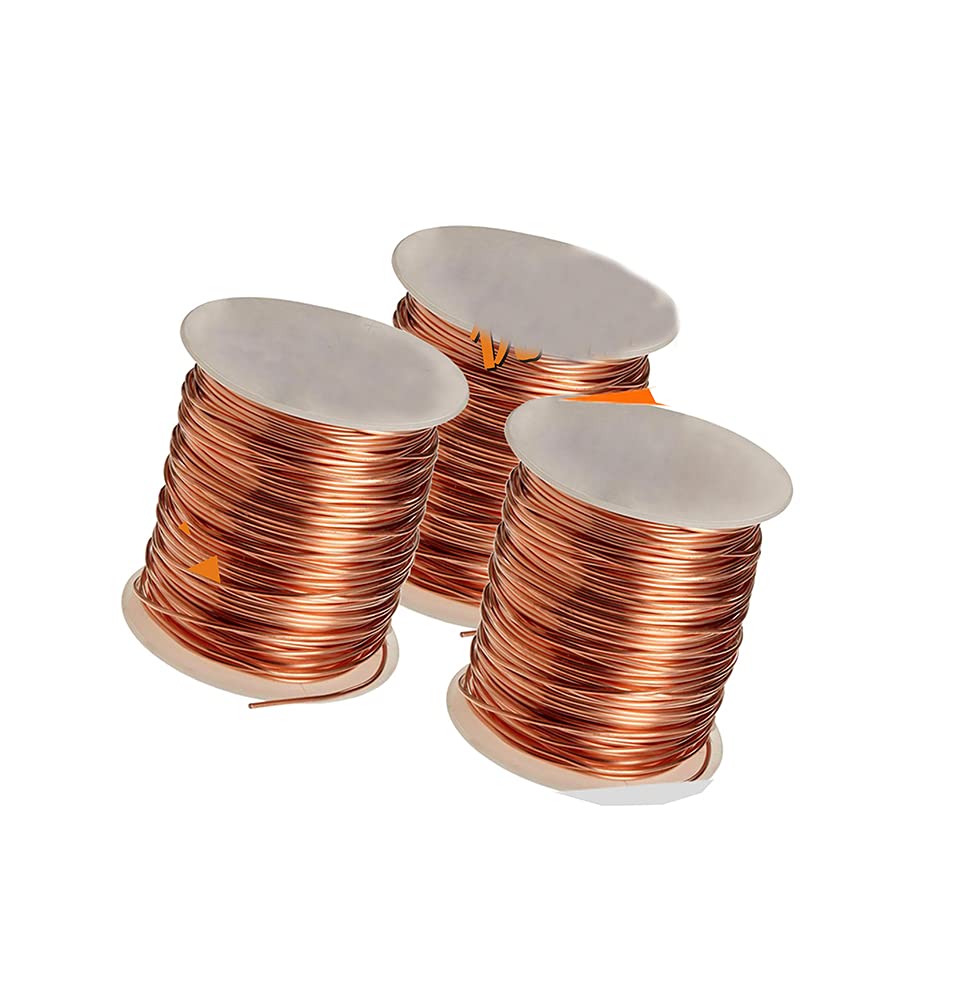 ONECHANCE Fil de Cuivre Souple Pureté ≥99.9% Résistant au Ternissement Fil Rond En Cuivre Nu, Convient pour la Fabrication de Fils, Câbles, Brosses ou Bijoux Weight 1000g Size 18 GA/1mm