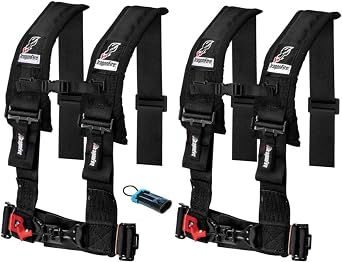 مجموعة من 2 Dragonfire Racing 4-Point 3 "H-Style Harness with Sternum Clip 3" Black W Polaris / Can-am Bypass Override conncector