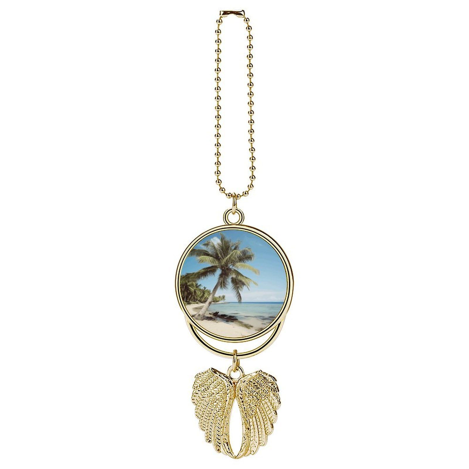 Beach Palm Tree Car Charm Alloy Car Rear View Mirrors Hanging Ornaments Stylish Car Pendant Funny Auto Hanging Accessories Car Hanging Ornaments Gift for Women Men