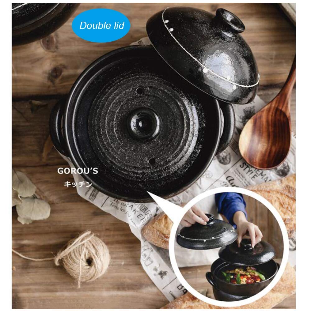 Kochtopf, Reistopf aus Steingut, japanischer Reiskocher aus Stein, Schmortopf für den Herd, Hot Pot, Keramik-Auflaufform mit Deckel, hitzebeständiger Suppentopf für Dampf