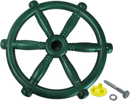 Pirate Ship Wheel, Outdoor Toy, Outdoor Play Equipment Swing, Play Accessory for Swingset Tree House, green