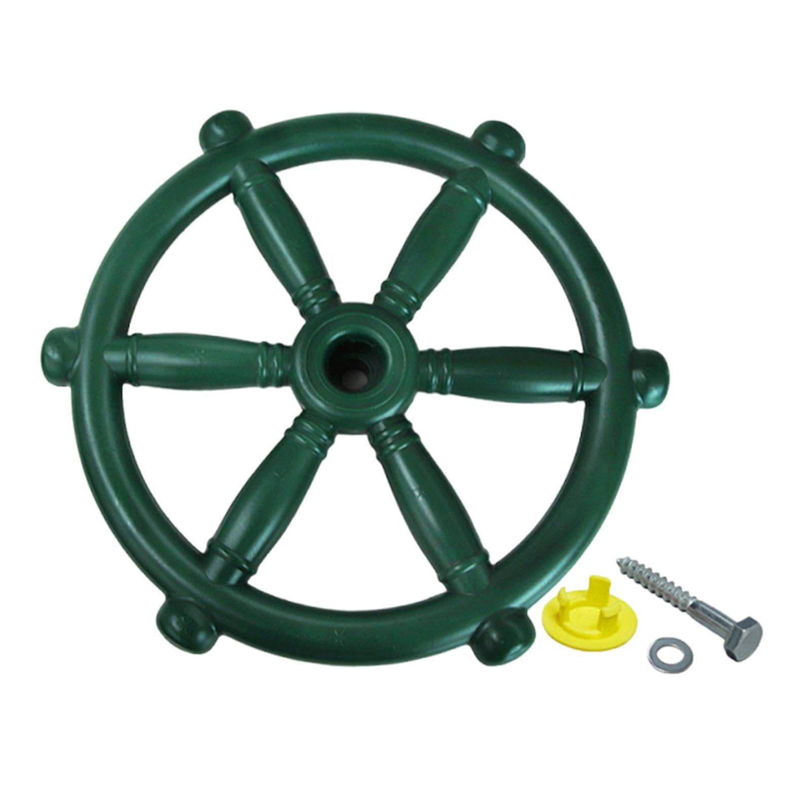 HGZLQKD Pirate Ship Wheel Toy for Kids Outdoor Kids Pirate Ship Steering Wheel Toy 360° Rotatable Easy Install Swingset Attachments for Treehouse Playground Accessory Backyard Playset, Green