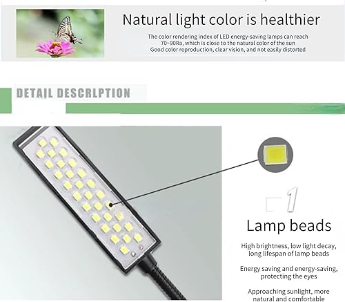 Miniatura 4 de eecoo Luz para máquina de coser, 30 LED, brazo de cuello de cisne flexible, luz de trabajo con base de montaje magnética, luz LED multifuncional