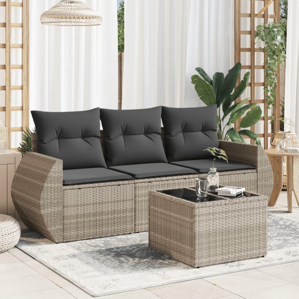 Canapé de jardin en polyrotin résistant aux UV avec coussins haut de gamme
