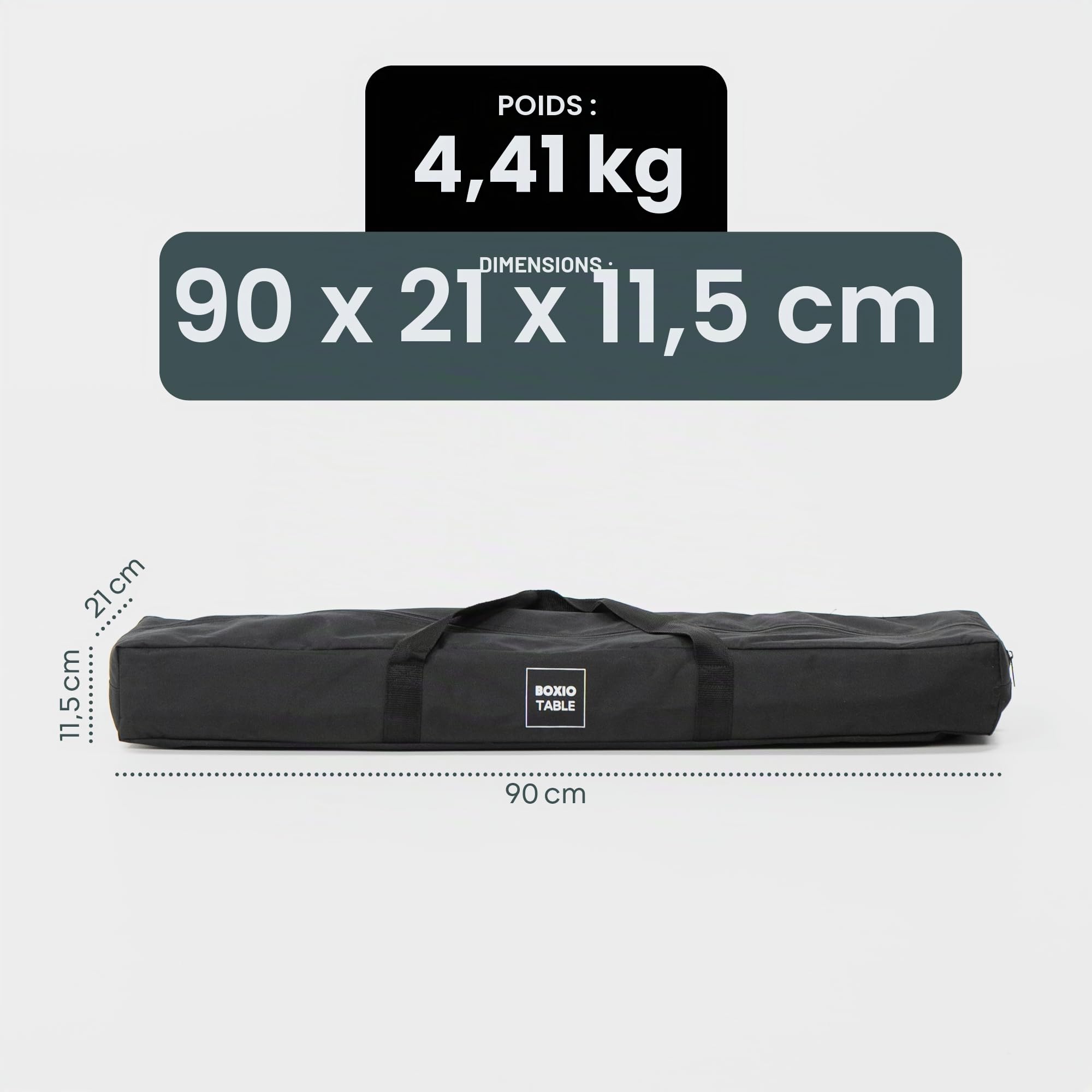 BOXIO - Table : table de camping pliante 88 x 40 cm, résistante aux intempéries, stable et pliable, table d'extérieur réglable en hauteur pour camping, jardin, balcon et camping-car accessoires petite