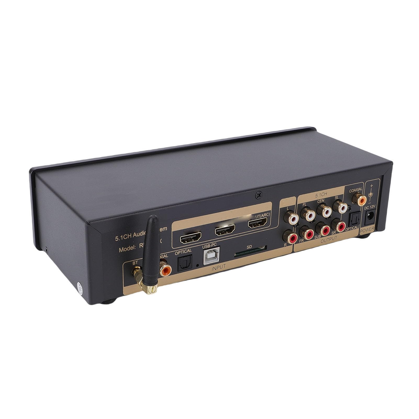 Tonysa Décodeur Audio 5.1, Convertisseur DAC avec HDMI ARC/optique/coaxial/USB, Décodeur DTS vers Récepteur Bluetooth5.0 5.1CH pour TV Home Cinéma (Black)