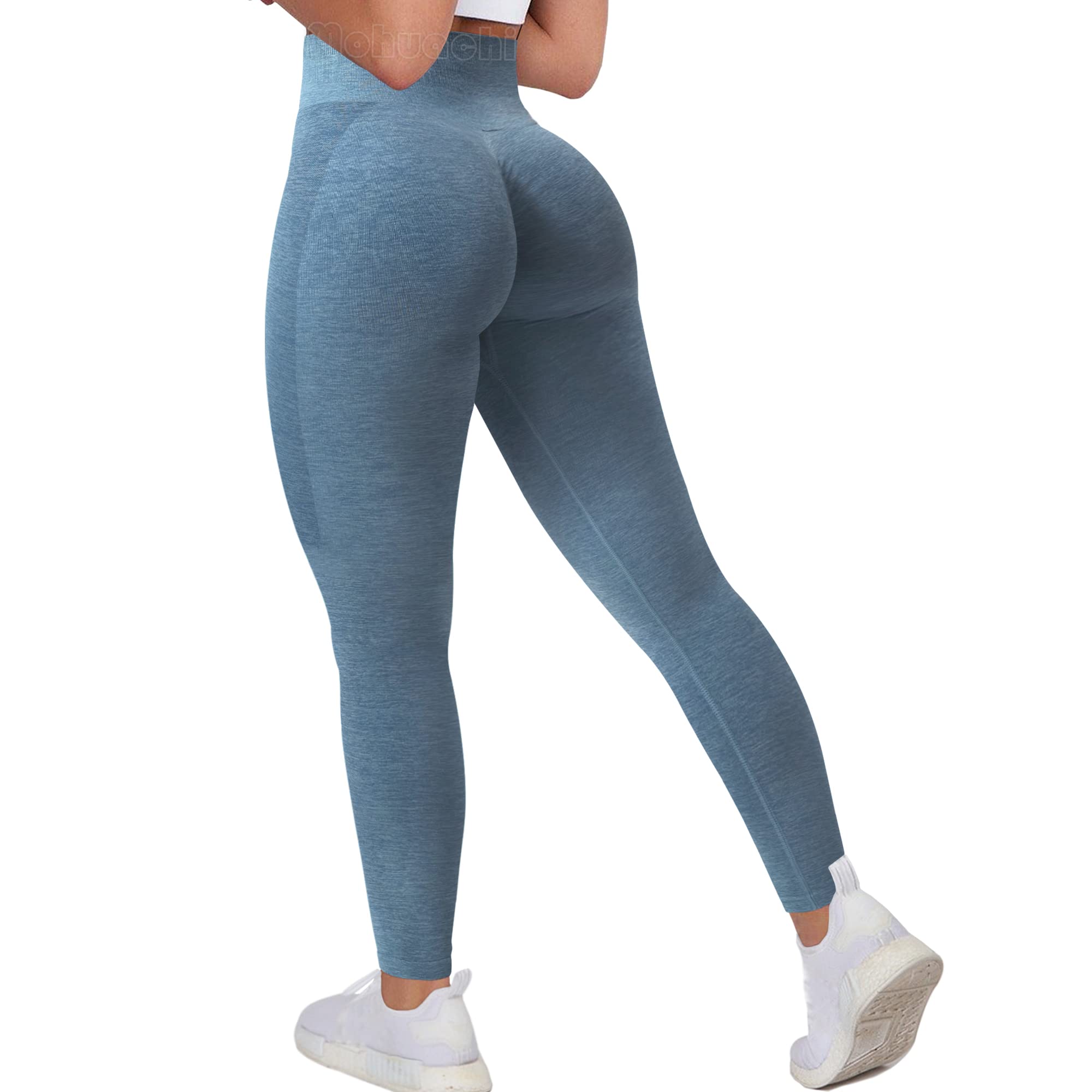 MOHUACHI Butt Lifting Workout Leggings for Women High Waisted Yoga Pants Scrunch Butt Gym Seamless Booty Tights
