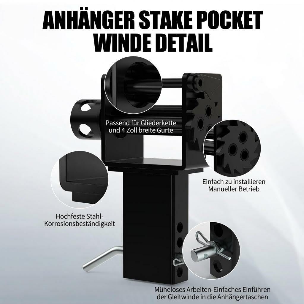 GarveeTech 2er Set Stake Pocket Winch 2450kg, Spanngurtwinde Anhänger LKW | 4-Loch-Sicherung, Hochfester Stahl, Rostfrei, Ladungssicherung Profi, Montagefertig, Verschleißfest, Zurrgurt-Spanner