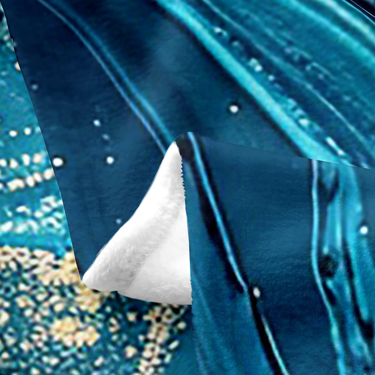 Erosebridal Marble Throw Blanket Throw 50x60,Teal Blue Marble Fleece Blanket Lightweight,Teal Gold Liquid Printed Flannel Blanket Living Room Decor,Turquoise Artwork Plush Blanket All Season