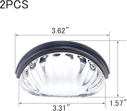 Miniatura 2 de MY MIRONEY Tiradores redondos de cristal transparente de 3 pulgadas con agujeros para armario, tiradores redondos de cristal festoneado, tiradores