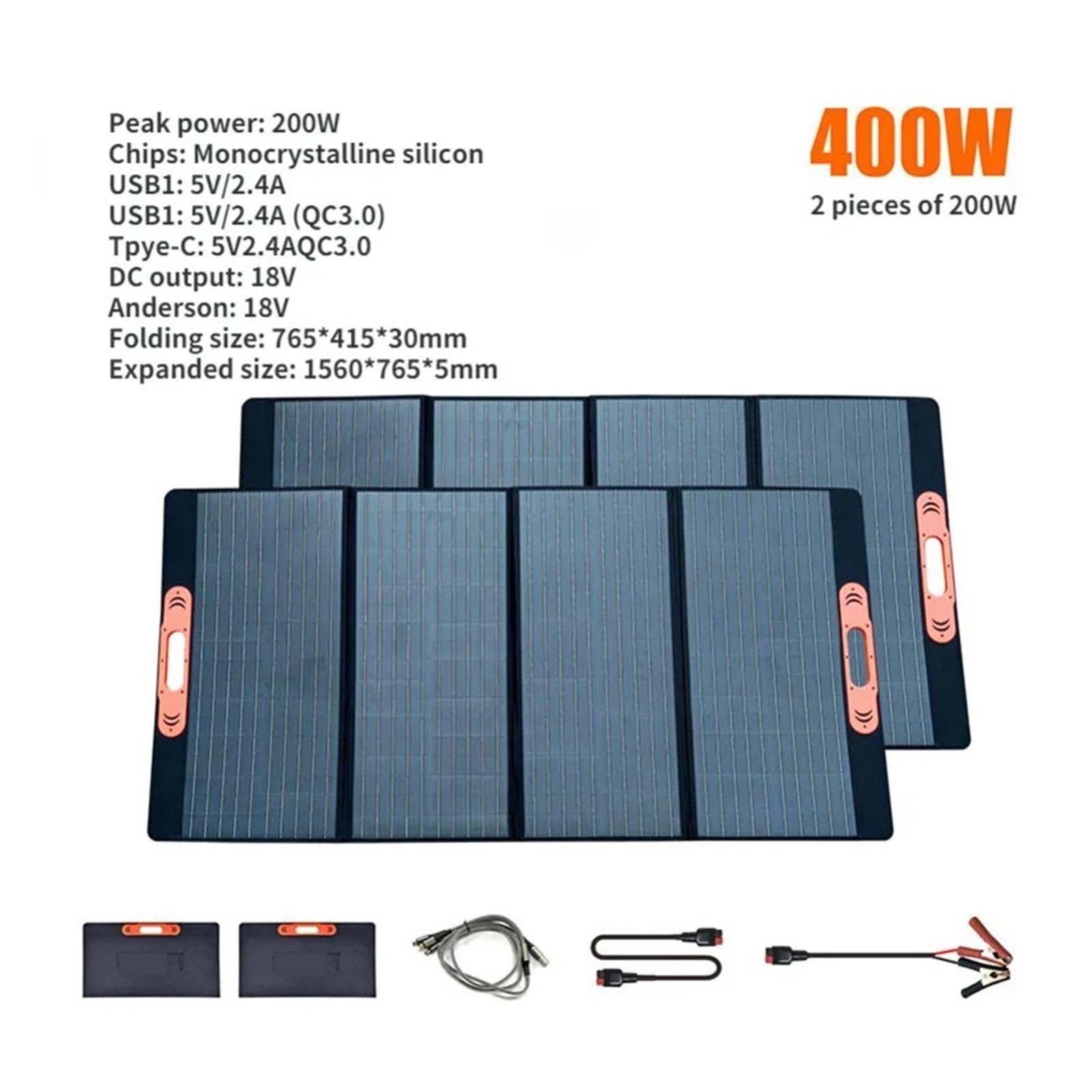 Protetor Plegable, Panel Solar De 200 Vatios, 100w, 400w, Cargador Batería Flexible For Barco, Supercondensador For Autocaravana Suministro Energía Eficiente Fiable(400W)