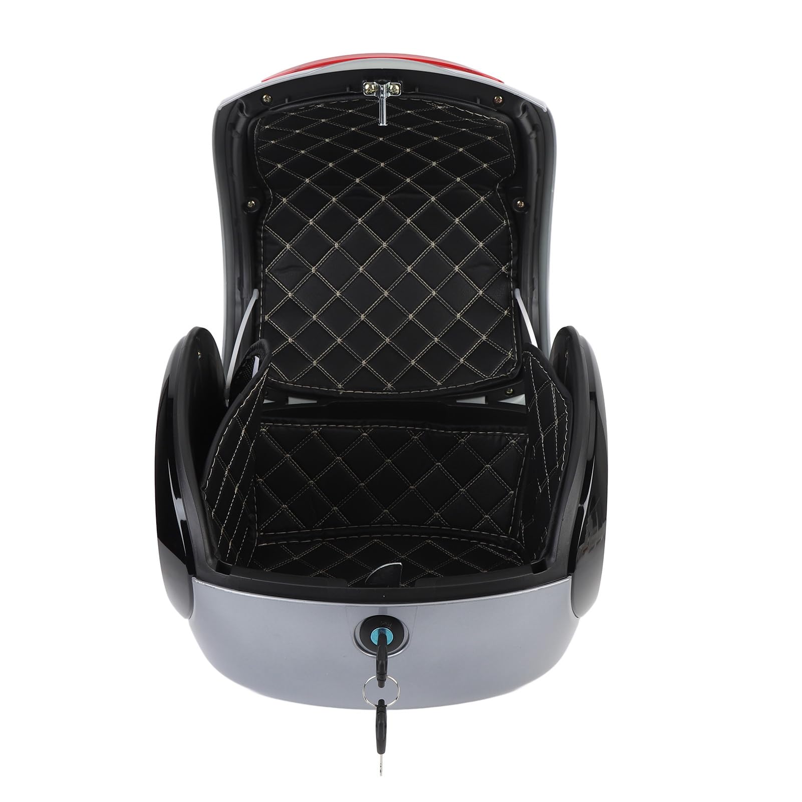 Bauletto superiore per moto da 32 litri, bauletto posteriore in ABS resistente all’acqua e alla polvere, baule portatile dallo stile sportivo con schienale e strisce riflettenti (Grigio)