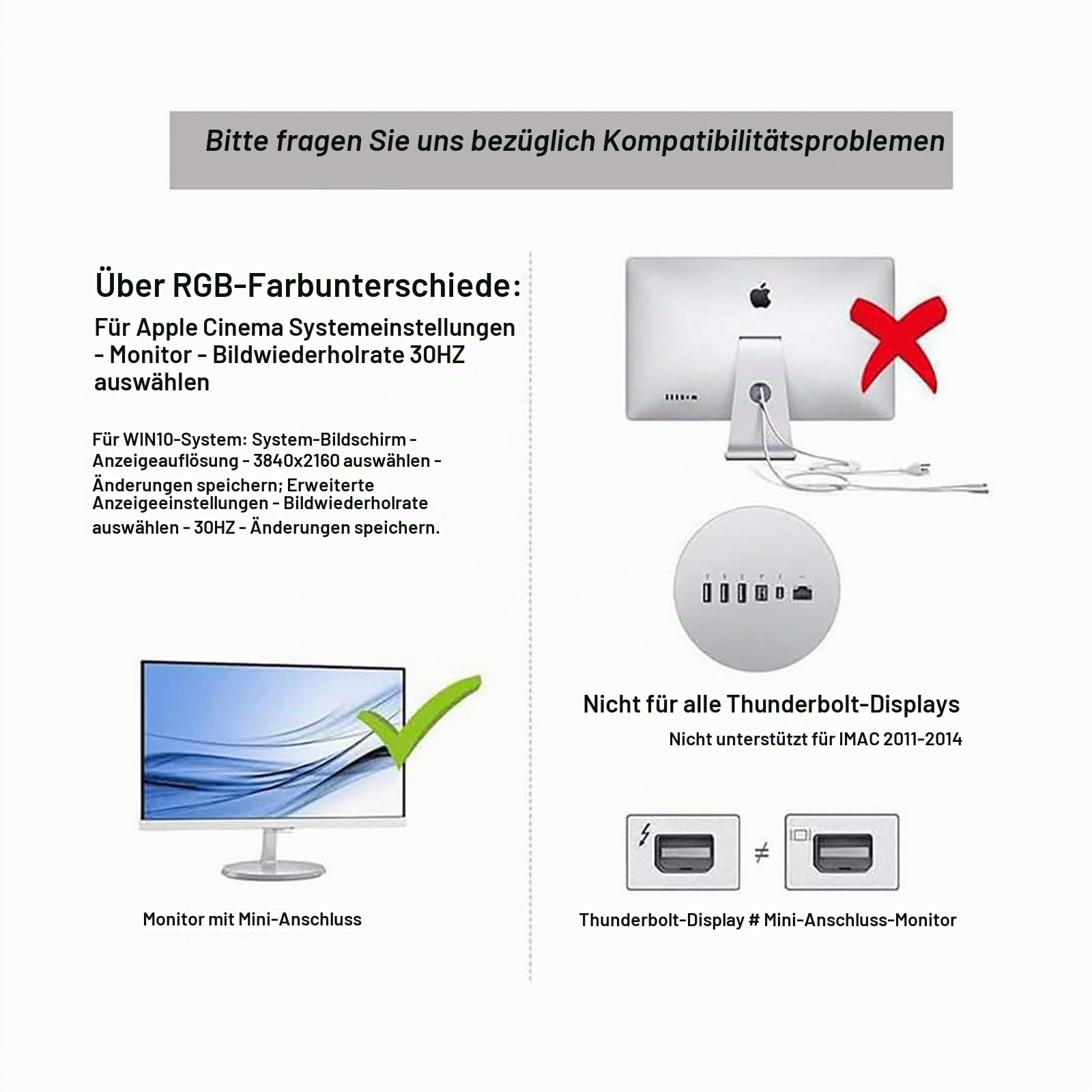 HDMI auf Mini für DisplayPort Konverter Adapter Kabel 4K X 2K HDMI Stecker für DP Mini weibliches Videokabel Nur anwendbar für Port, Funktioniert