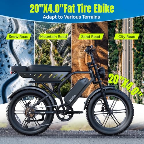 Image of TST Electric Bike for Adults 1500W Peak 20 inch Fat Tire All-Terrain E-Bike 60 Miles Electric Dirt Bike - 48V 15 AH Battery Electric Bicycle