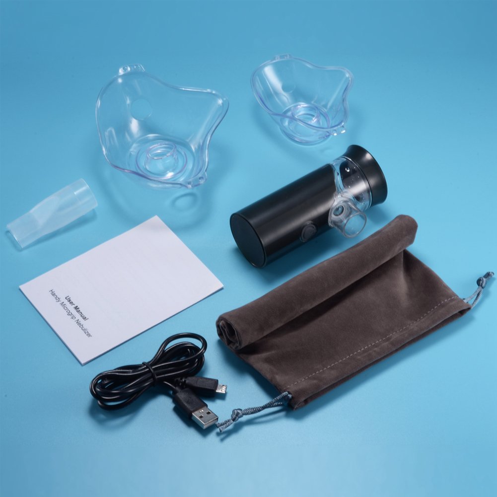 Portable Nebulizer, SoulBay Rechargeable Handheld Ultrasonic Mini Nebuliser Inhaler Machine for Adults Kids Car Travel – Black