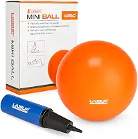 Bola de Pilates Mini 25cm com Bomba de Ar Dupla Ação, Laranja