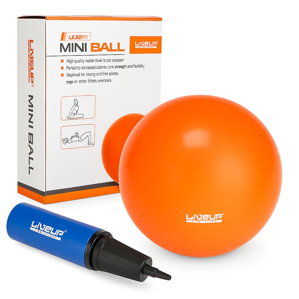 Bola de Pilates Mini 25cm com Bomba de Ar Dupla Ação, Laranja