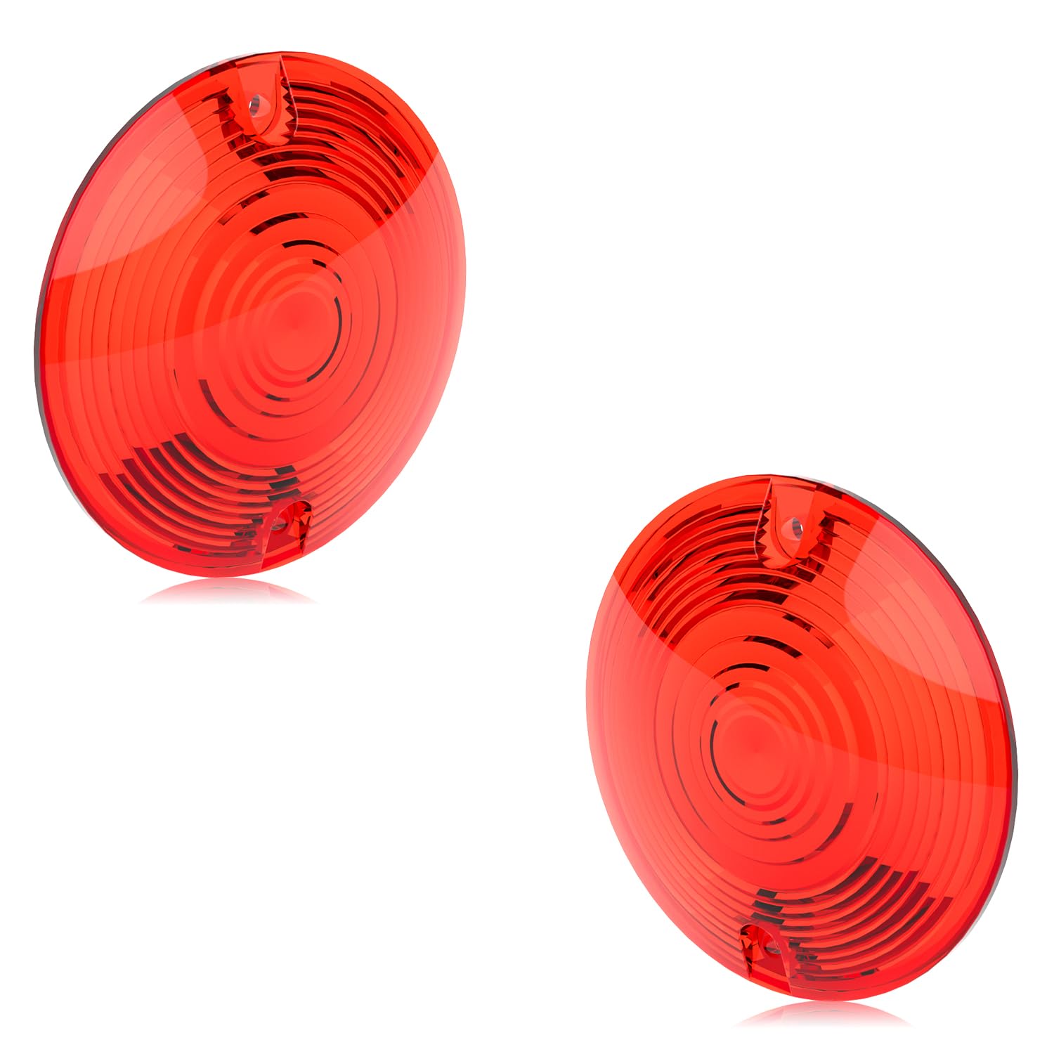 NTHREEAUTO 3 1/4 Inch Turn Signal Lens Covers Flat Lenses Front Compatible with Harley Touring Electra Glide Road King Softail, Red