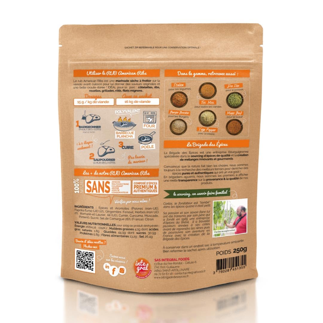 La Brigade des Épices - Mélange d'épices Tex Mex - Assaisonnement pour viandes et recettes mexicaines - Cumin & piment - 100% Naturel - Fabrication française - 250g