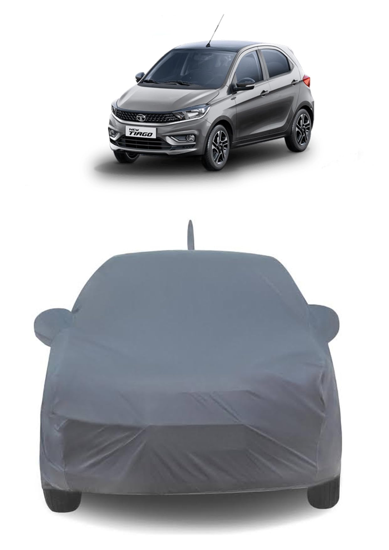 Car Body Cover for Tata Tiago, Grey Waterproof Dust-Proof | Full Body Protection, Mirror Pockets, All Weather Use, Secure Fit Design, Outdoor & Indoor-image-41