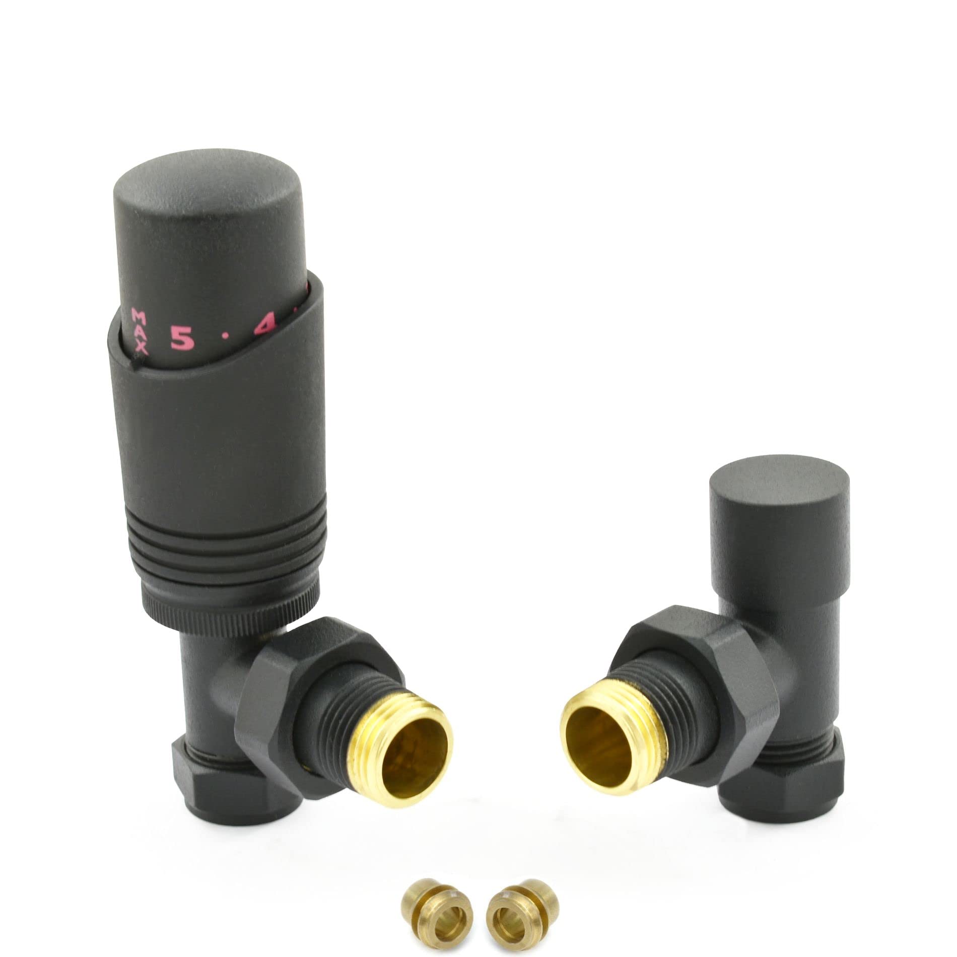 Hot Flow Textured Black | Cascade Modern Angled Trv Thermostatic Radiator Valve 10Mm Compression (Textured Black)