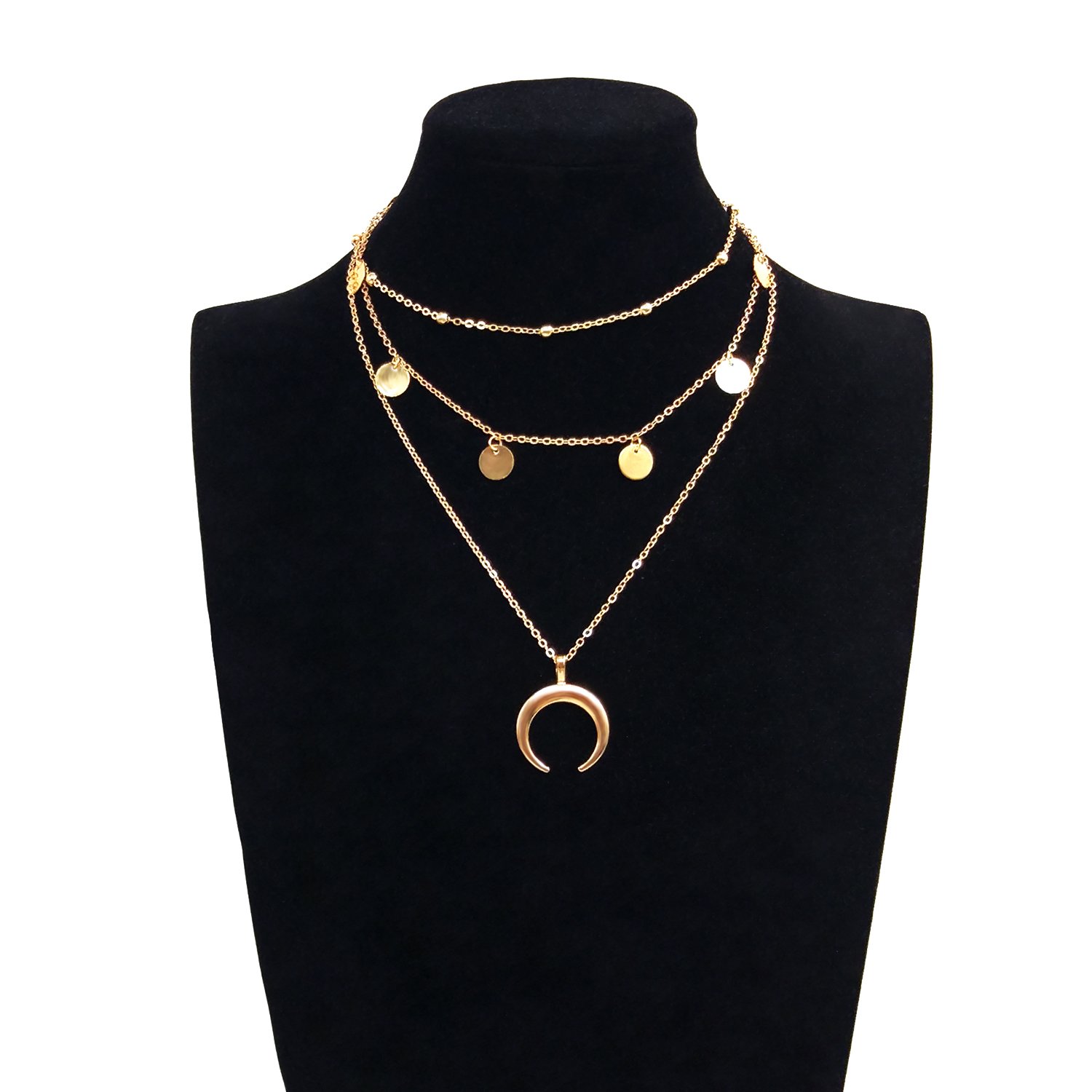stratificata Catena Choker Collana Luna Strass Ciondolo Catena Gioielli per Ragazze Donne