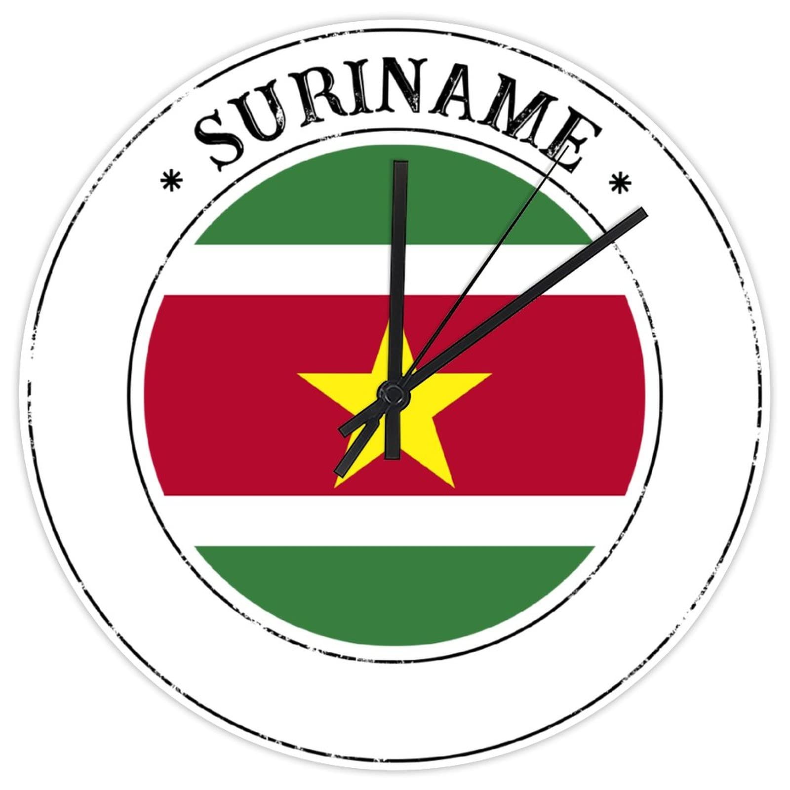 Horloge murale drapeau Suriname en bois pour salon et cuisine rustique