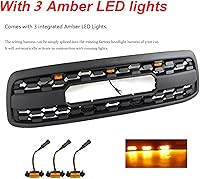 Vista 3 de Rejilla frontal compatible con pastillas Tundra Base/Limited/SR5 2000 2000 2001 2002, estilo TRD con luces LED, parrilla frontal ABS, negro mate