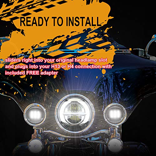 Akmties 5.75 Led Headlight 5 3/4" Round Led Projection Headlight Compatible For Motorcycle Street Bob Sportster Wide Glide Low Rider (5.75 Inch, Silver) #TOP2