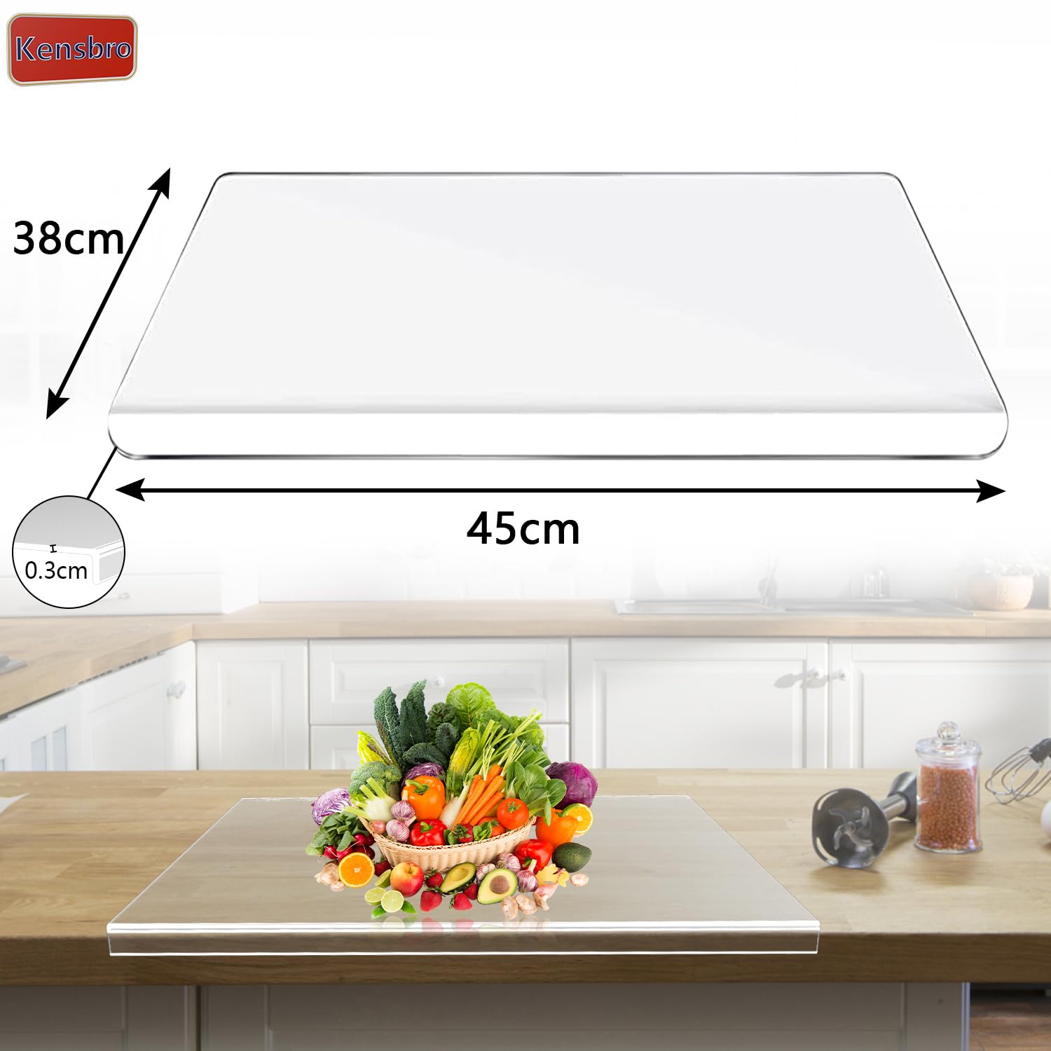 Planche à Découper Acrylique Transparente Antidérapante avec Lèvre pour Découper Sandwich Fruits et Légumes Pain