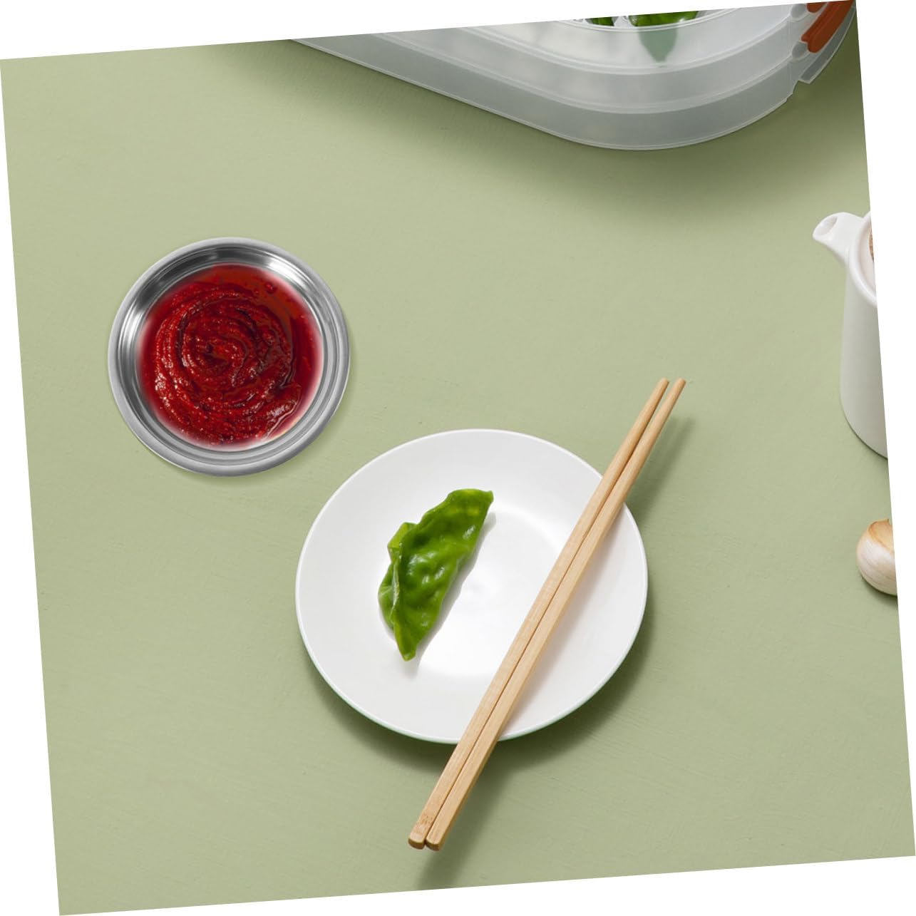10pcs Stainless Steel Sauce Plates Round Dishes for Serving Dipping Bowls Plate Dipping Section