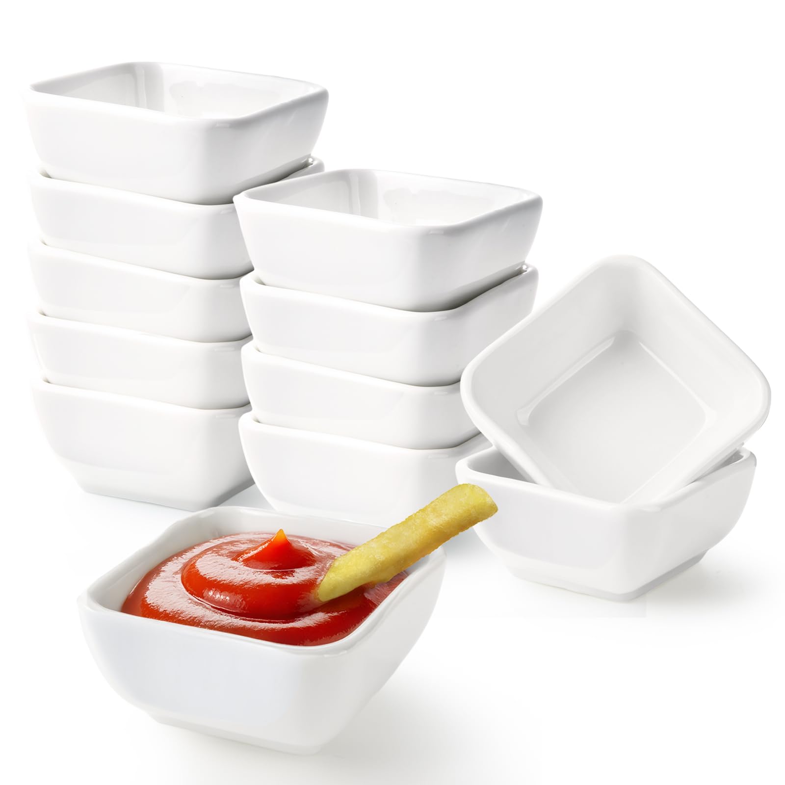 12 Pack 3 oz Ceramic Soy Sauce Dish, 3 Inch Dipping Bowls for Sushi, Asian Cuisine, Small Sauce Dishes, Dishwasher Safe