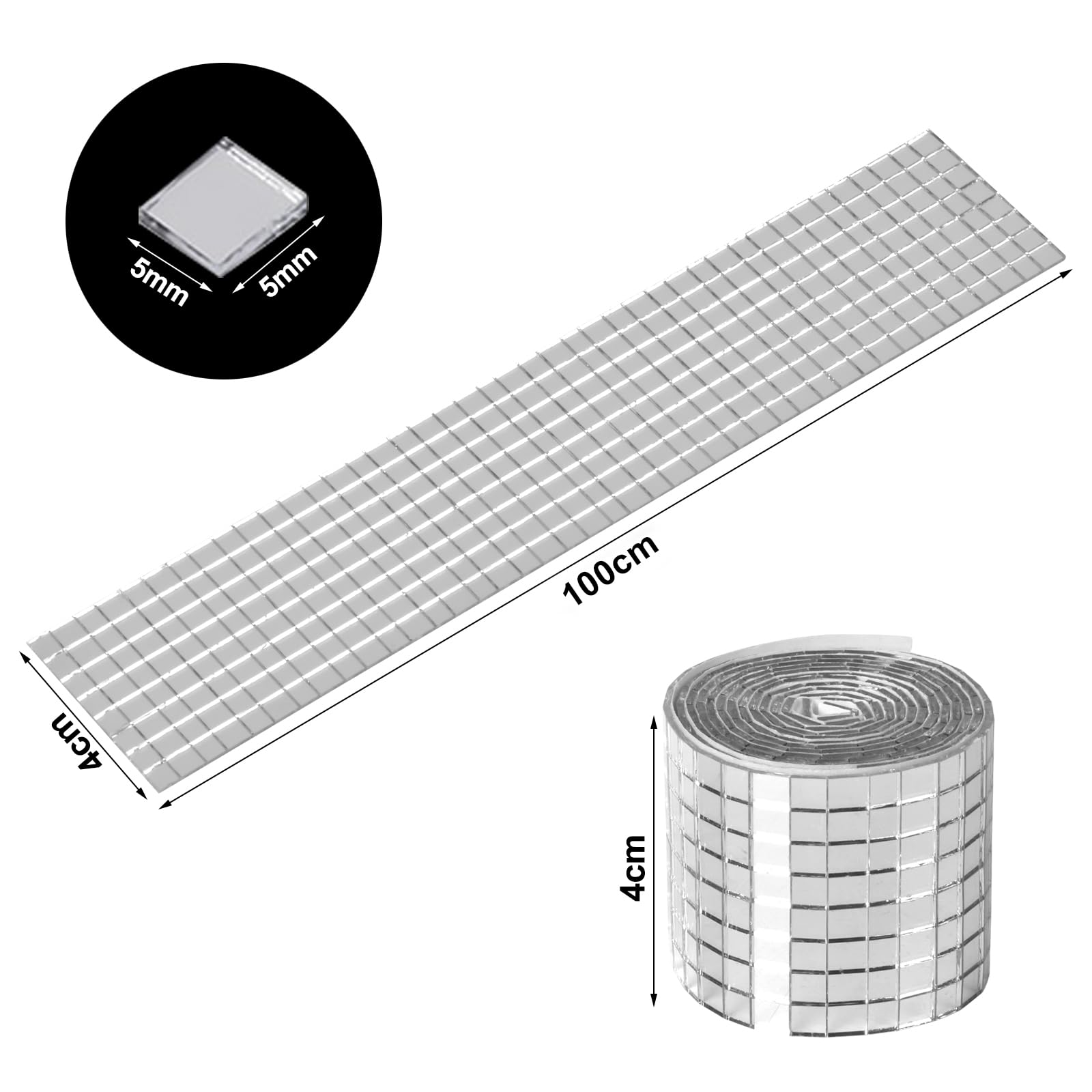 2928 Pezzi Piastrelle Mosaico Specchio Autoadesive - Argento 5x5 Mm - Per Decorazioni Fai Da Te, Artigianato, Pareti E Oggetti - Foto 9