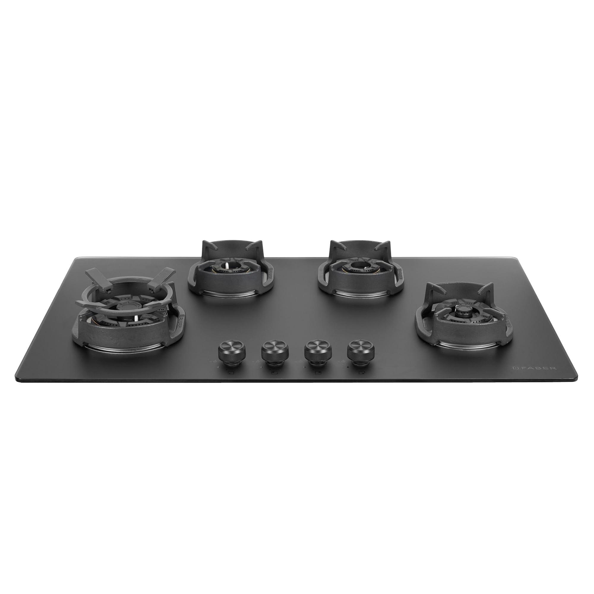Faber Della 4 Burner 90cm Hob With Auto-Ignition, Brass Burner, Cast Iron Pan Support, Cooktop Hybrid, Matt Black Glass Finish, 5 Yrs Warranty on Glass, Valve & Burner - Model HD904 CI AI