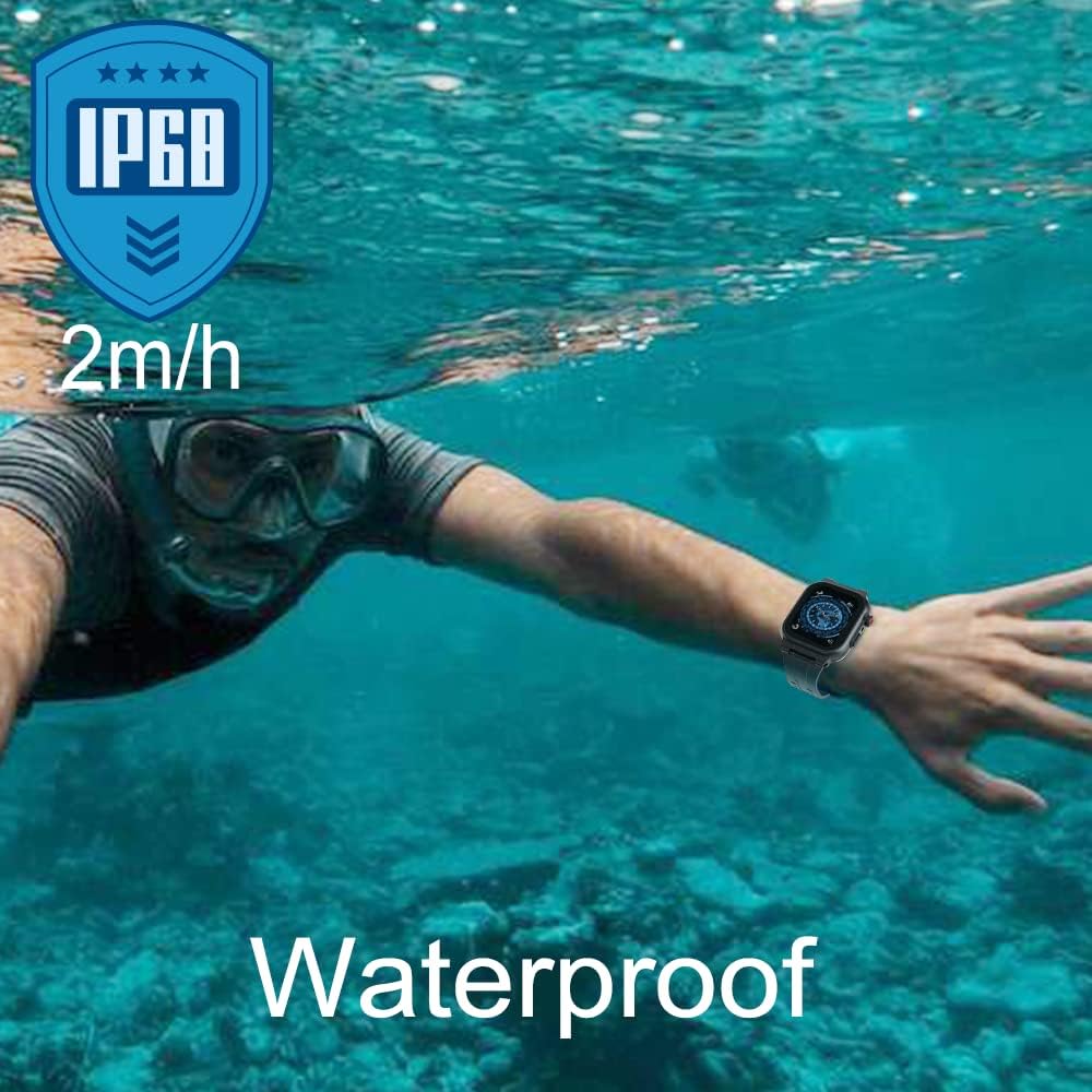 for Waterproof Apple Watch Case 41mm 45mm 44mm 42mm 40mm 38mm,IP68 Case with Band and Screen Protector for Apple Watch Series 9 8 7 6 5 4 3 2 SE SE2, Full Body Rugged Protective Case - Image 2