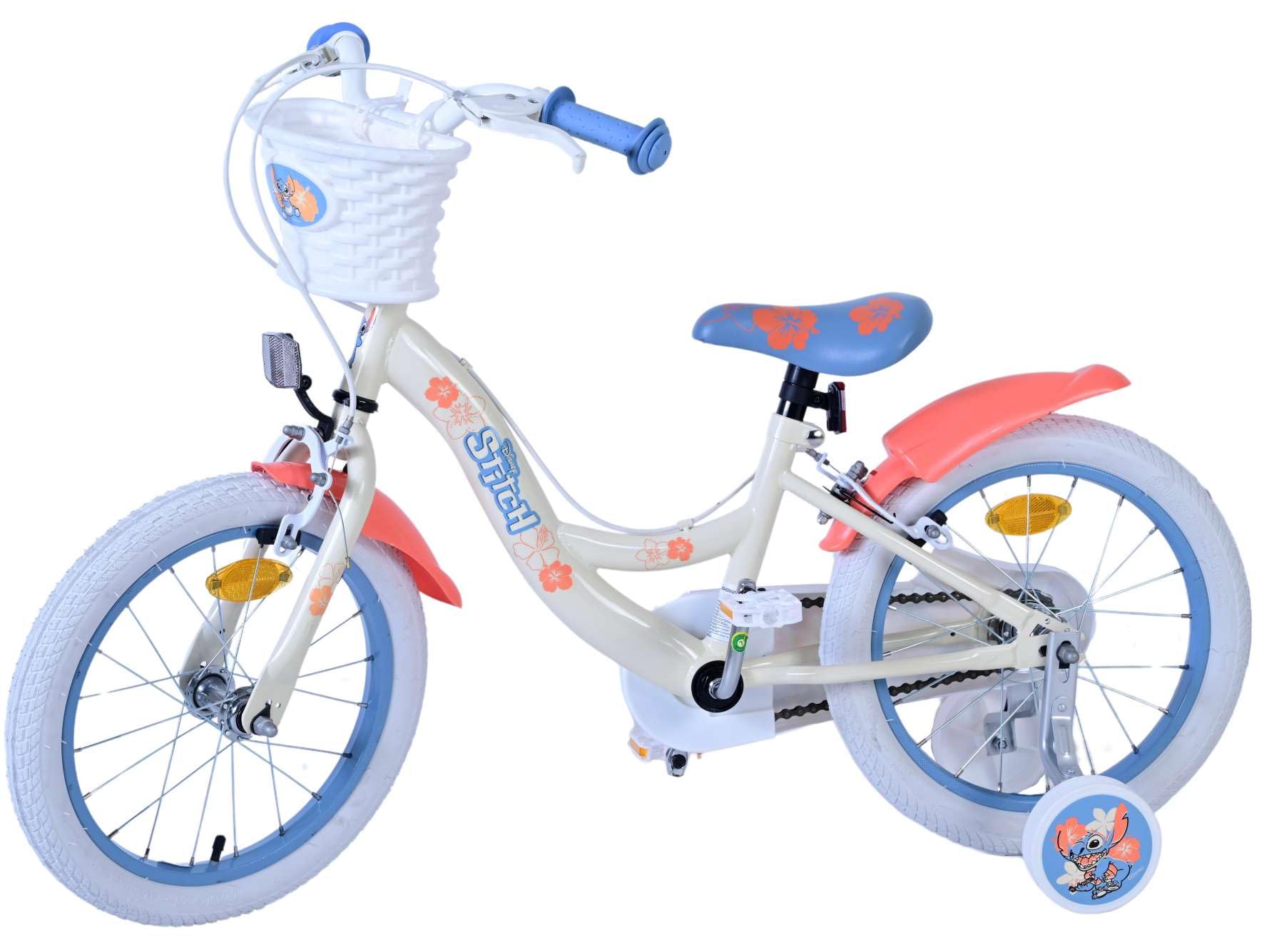 Disney Stitch Vélo pour enfant - Fille - 16" - Crème corail bleu - Freins à deux mains
