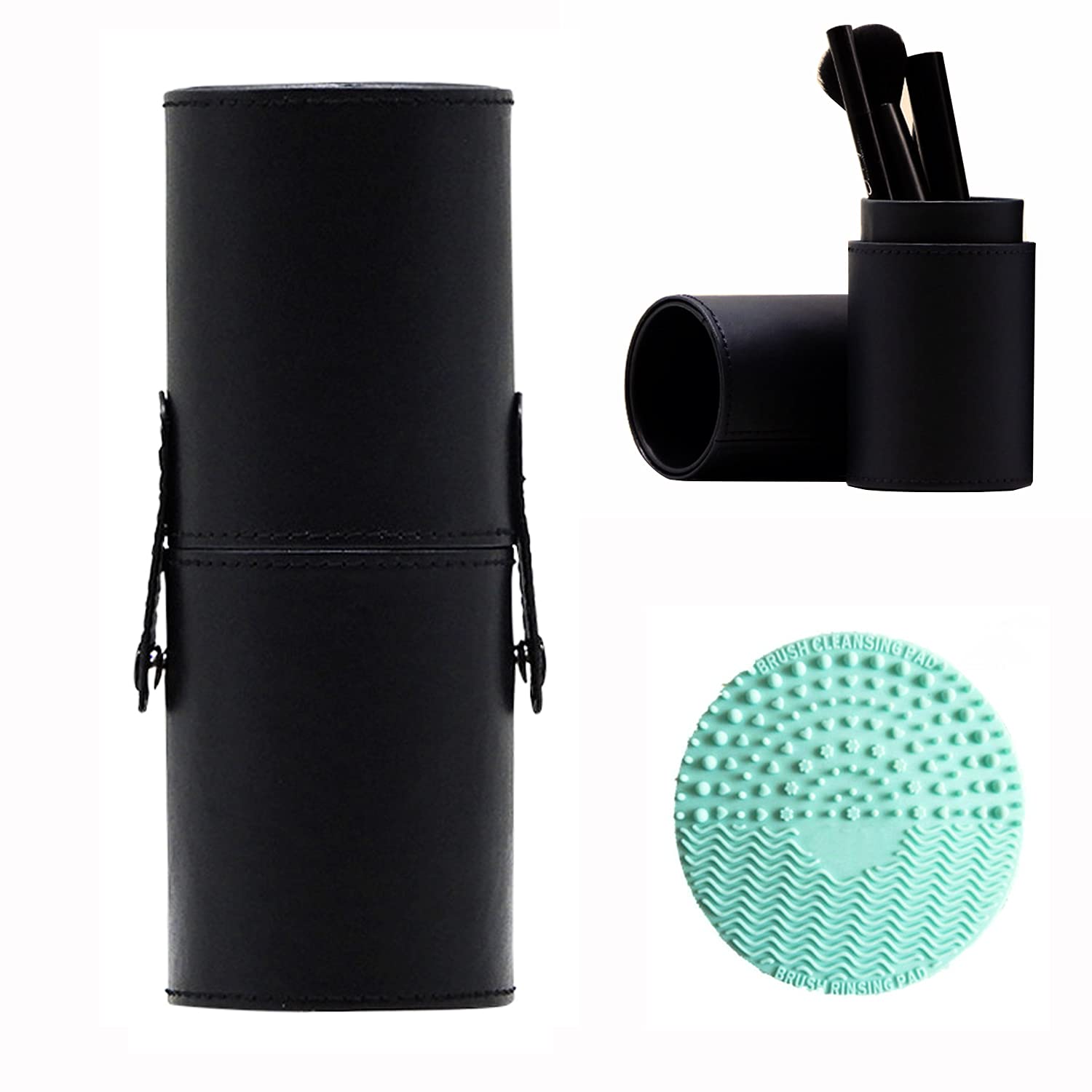 Makeup Brush Case, Makeup Brush Holder Organizer Large Professional Makeup Artist Case Travel Portable Cosmetic Brush Bag Stand-up Waterproof Brush Storage Pouch Case for Women and Girls (Black)