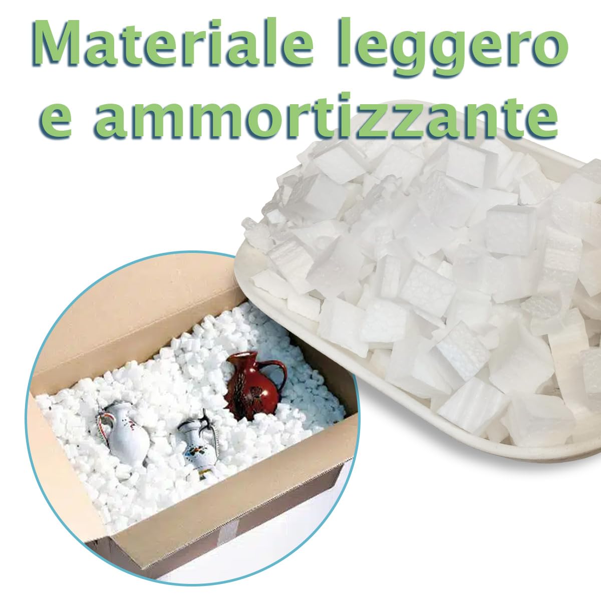 Sicignano Trucioli di Polistirolo Espanso Sacco da 4,4 kg Cad. (Circa 220L), Leggero e Ammortizzante Truciolato Ideale per Imballaggi, Riempimenti, Protezione Oggetti e Lavori Creativi
