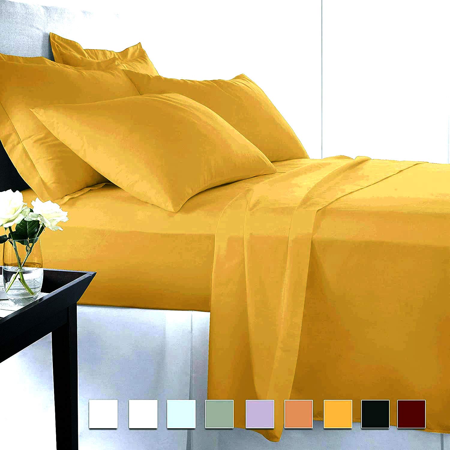 Bevi-Home Microfiber 144 TC Solid Double Bedsheet with Pillow Cover Size (90x90) and Pillow Cover Size (18x28). (Double, Yellow) (B08CDXN5L5) Amazon Price History, Amazon Price Tracker