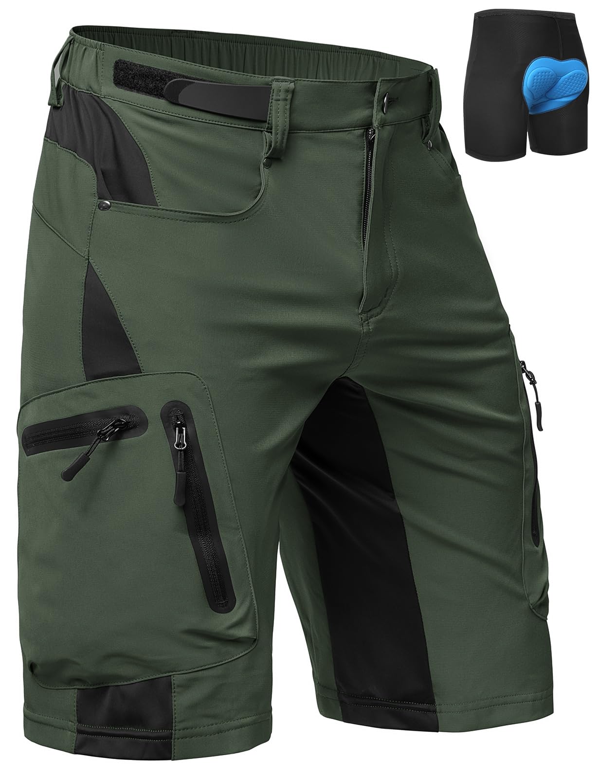 Cycorld MTB Hose Herren Radhose, Schnelltrocknend Mountainbike Hose Fahrradhose mit 4D Sitzpolster, Elastische Outdoor Sport Herren Radlerhose MTB Bike Shorts