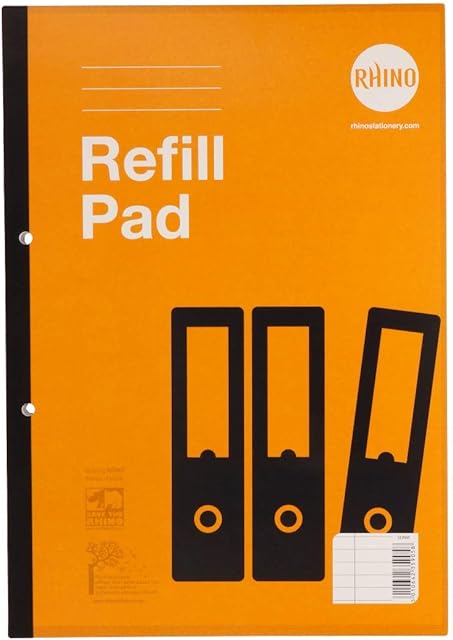 RHINO Stationery A4 Refill Pad 320 Page | 6mm Ruled with Margin | Headbound Notepad | Yellow | School Notepad Premium Writing Paper (1)