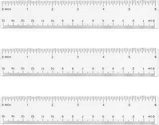 3 Pack Clear Ruler Multipack Clear Ruler Plastic Rulers 6 Inches Shatter Resistant Ruler Shatterproof Metric Ruler Transparent Straight Ruler Measuring Ruler Tool for Student School Office - 15cm
