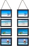 Lavezee 5x7 Collage Triple Picture Frames Set, Distressed White 6 Opening Hanging Vertical Frame Made to Display 5 by 7 Inch Photo Print for Wall Decor