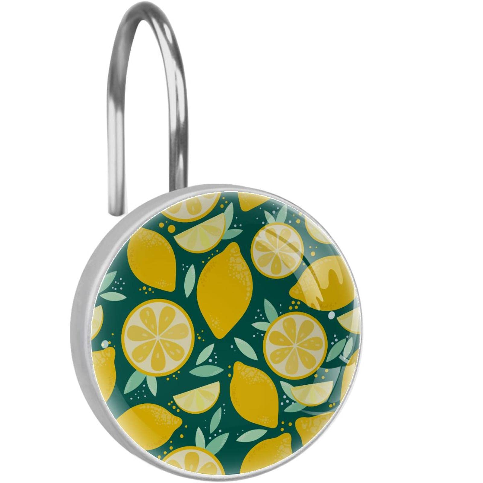 Crochets rideau de douche inox citron jaune pour décoration salle de bain fruitée