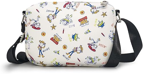 Miniatura 3 de Bolsa de Disney, cuerpo cruzado, rectangular, collage de personajes de Toy Story, multicolor, cuero vegano, Toy Story, 8.5" x 6.5"