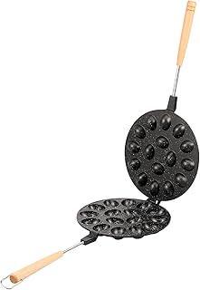 Walnut Cookie with Wood Handle 16 Holes Walnut Cookie Maker Nonstick Oreshki Maker Efficient Walnut Pastry Nut Cookies Maker Cookie Assorted Maker for Baking Cookies US(16 holes,black)