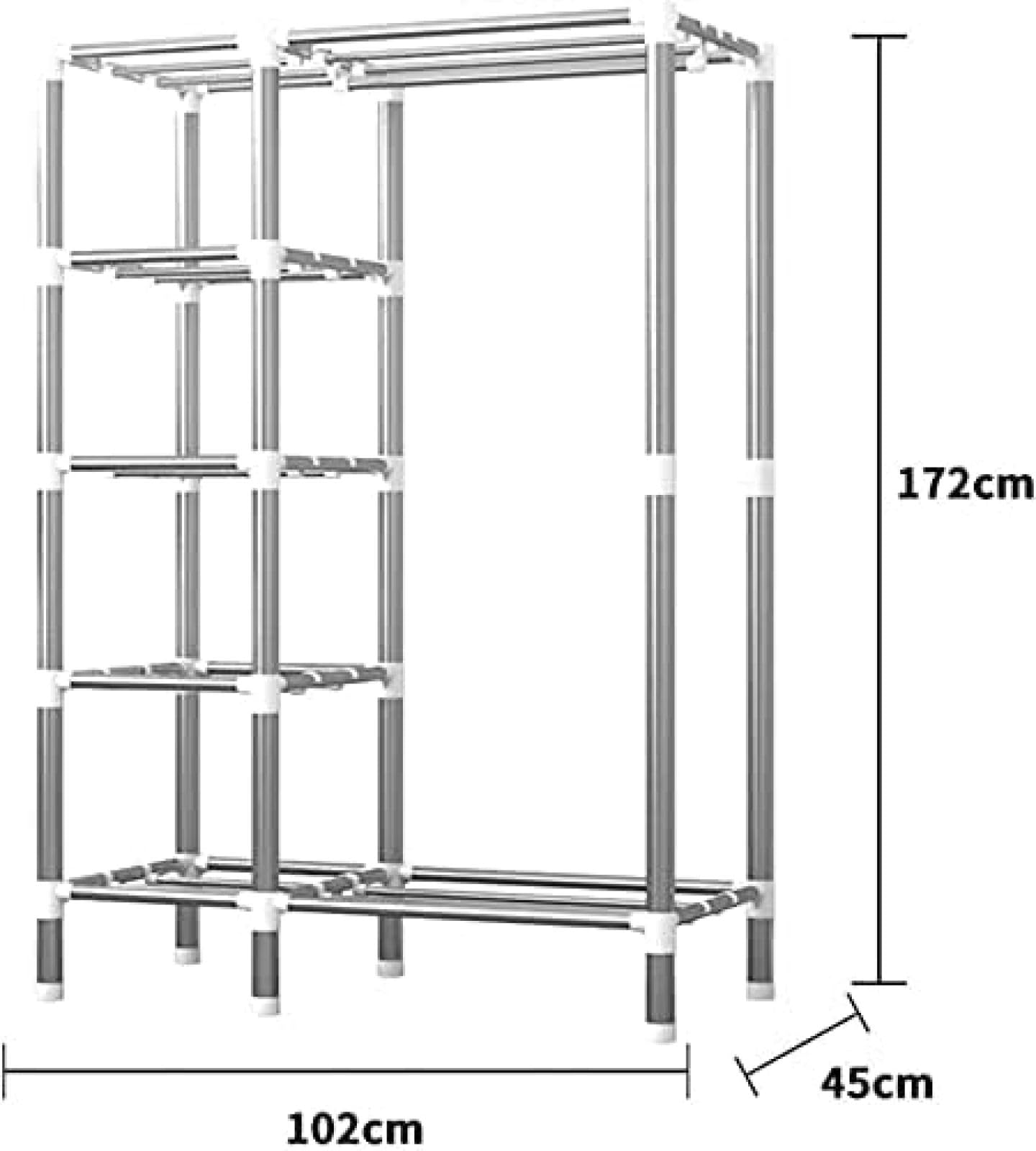 Armadio completamente chiuso con cerniera, armadio facile da montare per camera da letto, organizer per vestiti per stanza in affitto