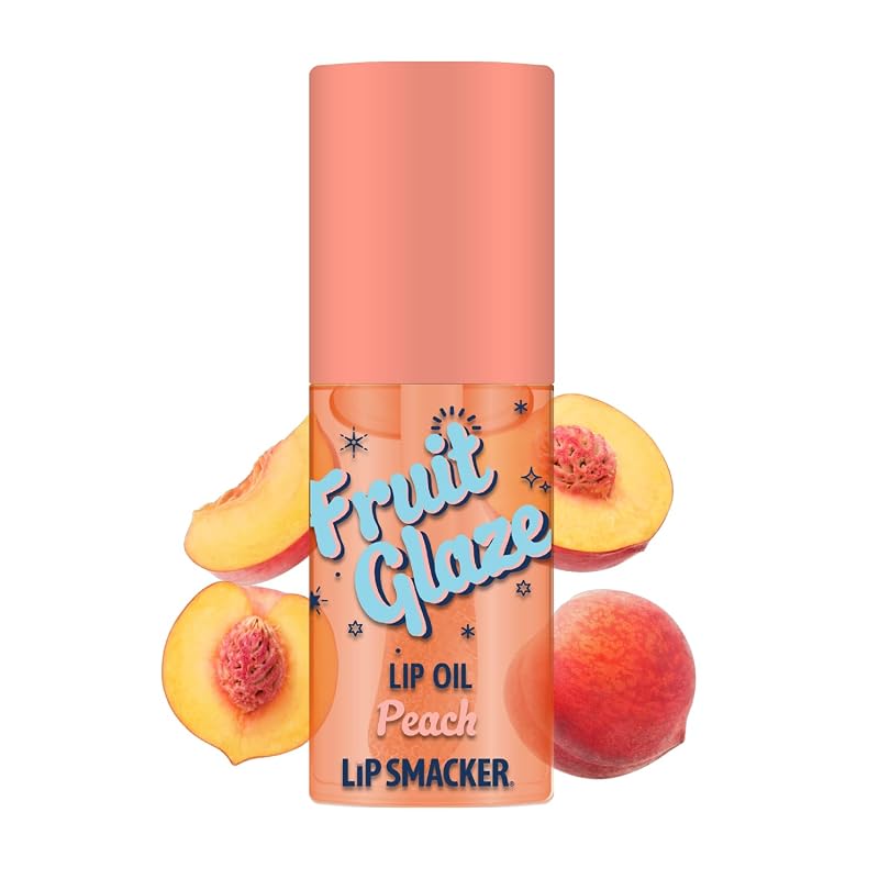 Lip Smacker Fruit Glaze Óleo Labial com Brilho Intenso, Aplicador Macio e Sabor de Pêssego