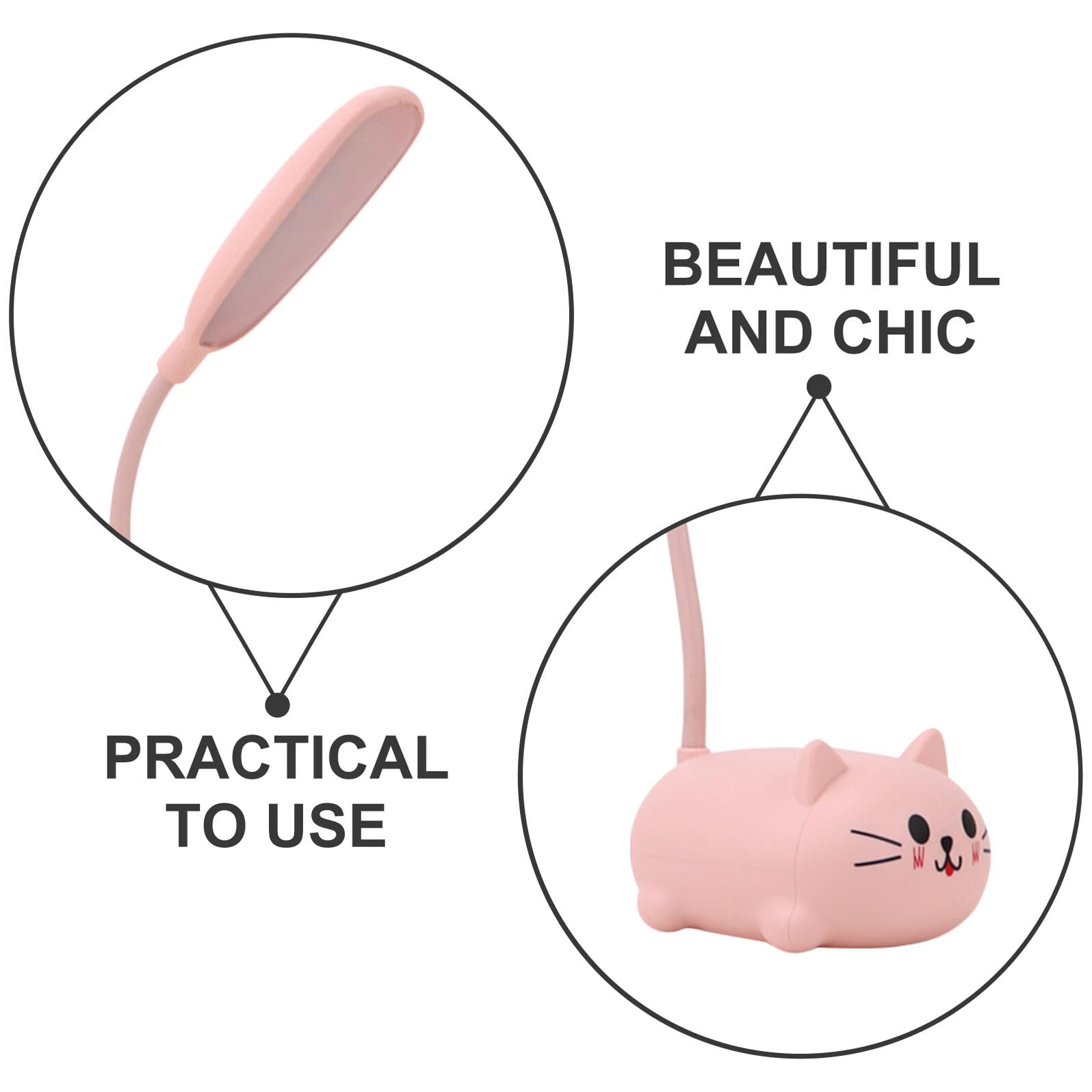 iplusmile Lampe de Bureau Fille Rose en Plastique de Chat, Lampe de Table Kawaii Pratique et Décorative, comme Veilleuse pour Filles et Présent