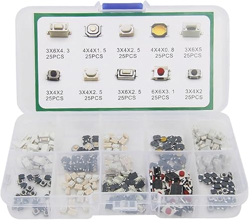 250 Pieces1 Set of 10 Kinds of Durable car Remote Control Tablet Movable Button Switch car Key Button Touch Micro Switch with Box